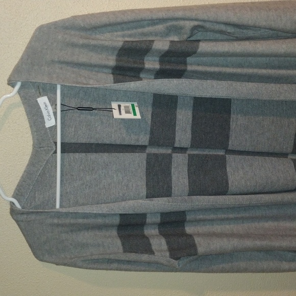 NWT Calvin Klein Color Block/Striped Cardigan Wool Blend L - Picture 2 of 7
